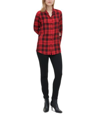 calvin klein plaid shirt womens