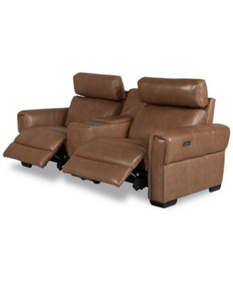 Furniture - Josephia 3-Pc. Leather Sectional with 2 Power Recliners and Console