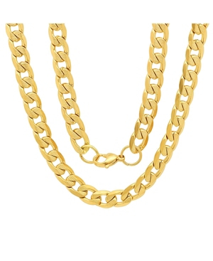 Steeltime Men's 18k Gold Plated Stainless Steel Accented 10mm Figaro Chain Link 24" Necklaces In Gold