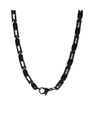 Men's black IP Plated Stainless Steel 24" Rounded Bicycle Link Chain Necklaces