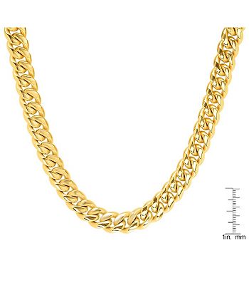 STEELTIME - Men's 18k Gold Plated Stainless Steel 30" Miami Cuban Link Chain with 12mm Box Clasp from