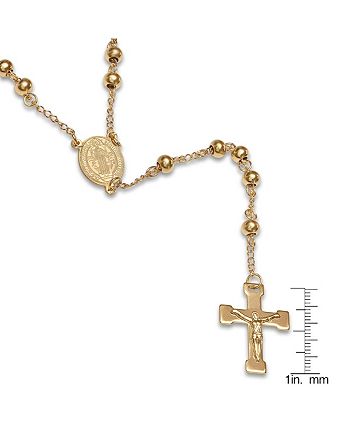 STEELTIME - Stainless Steel 18k Gold Plated Religious Classic Beaded Rosary with from