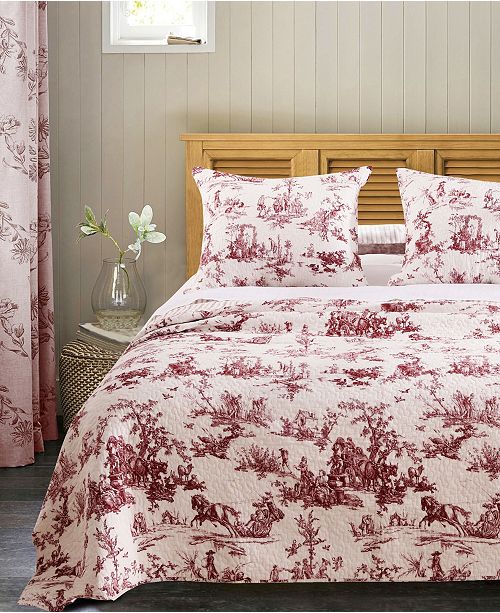 Greenland Home Fashions Classic Toile Red Bedspread Set 3