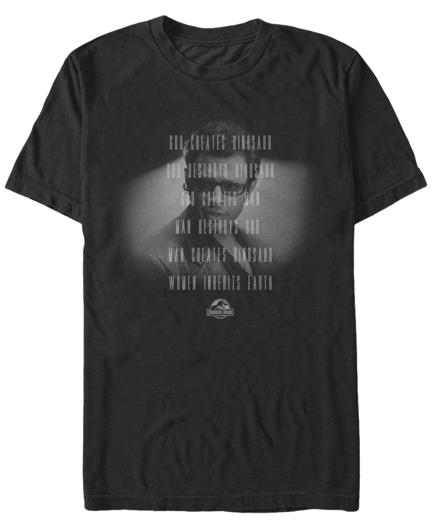 Мужская футболка Fifth Sun Jurassic Park Dr. Malcolm God Creates Dinosaurs Short Sleeve, цвет: Чёрный — фото 1