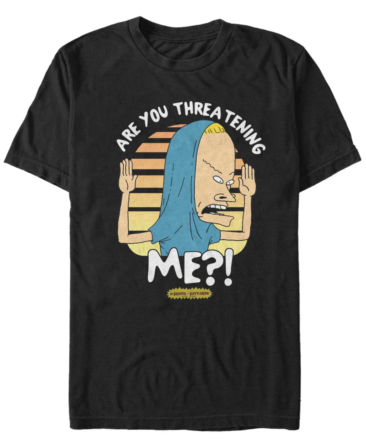 Beavis and Butthead MTV Men's Are You Threatening Me Logo Short Sleeve T-Shirt