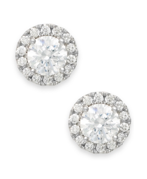 image of Diamond Round Halo Stud Earrings in 14k White Gold (3/4 ct. t.w.)