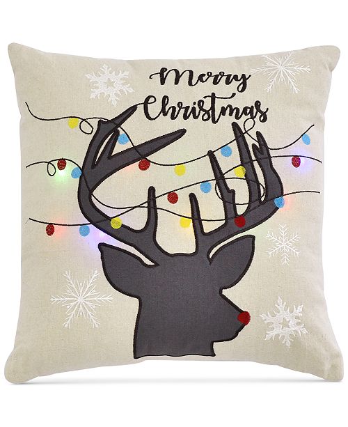 Lush Decor Reindeer Garland 20 X 20 Light Up Decorative Pillow