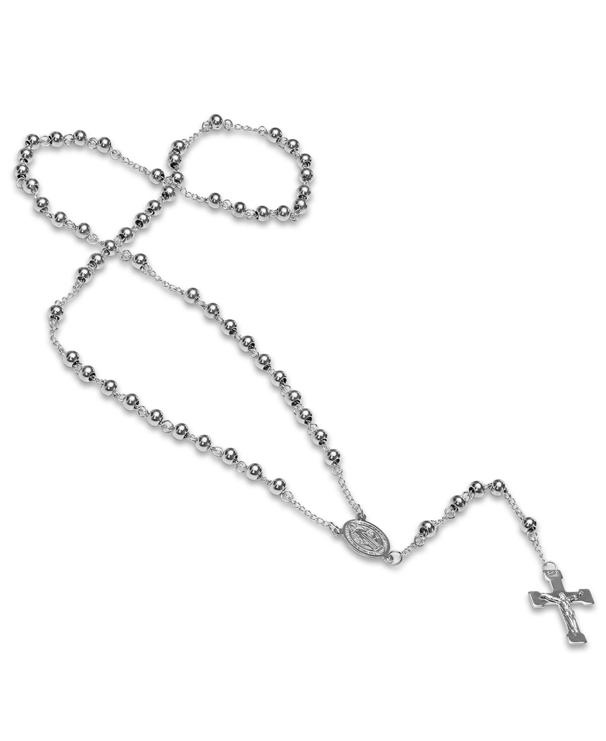 Stainless Steel Religious Classic Beaded Rosary with Necklaces - Silver