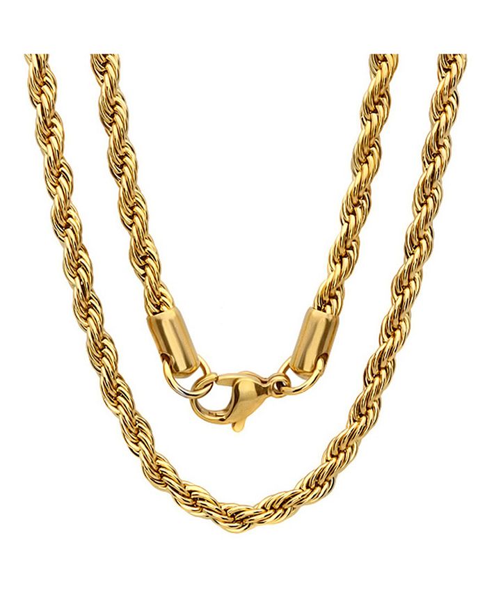 STEELTIME Men's 18k gold Plated Stainless Steel Rope Chain 24