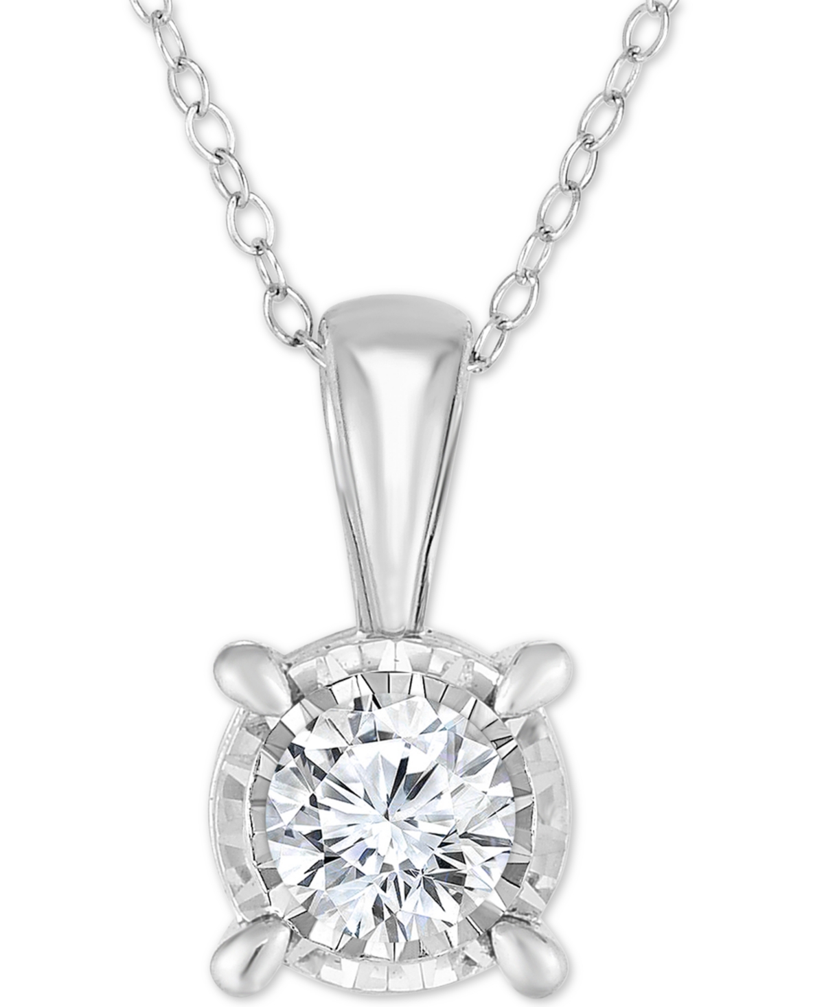 Diamond Solitaire 18" Pendant Necklace (3/4 ct. t.w.) in 14k White Gold - White Gold