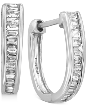 image of Effy Diamond Baguette Hoop Earrings (1/2 ct. t.w.) in 14k White Gold