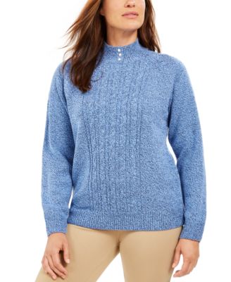 Karen Scott Womens Cable Knit Faux Pearl Button Sweater Pink Size X Large