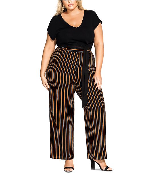 City Chic Trendy Plus Size Striped Palazzo Pants Reviews Pants