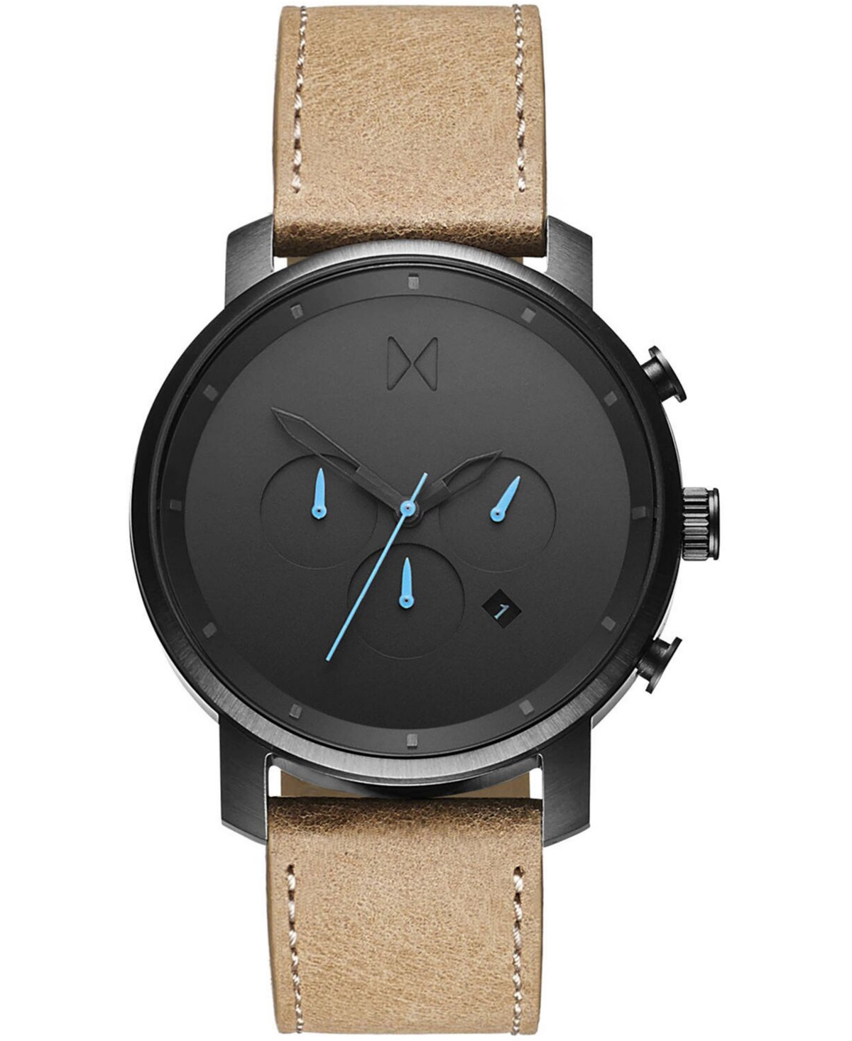 Men's Chrono Sandstone Leather Strap Watch 45mm - Sandstone