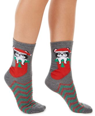 Charter Club - Women's Frenchie Dog Stocking Crew Socks