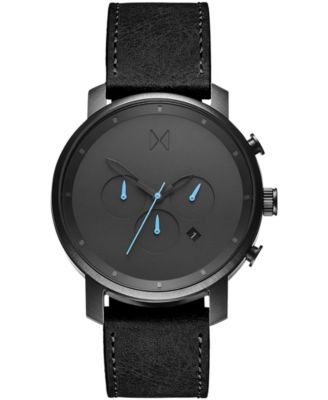 MVMT - Men's Chrono Black Leather Strap Watch 45mm