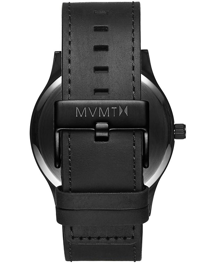 MVMT Men's Classic Black Leather Strap Watch 45mm Macy's