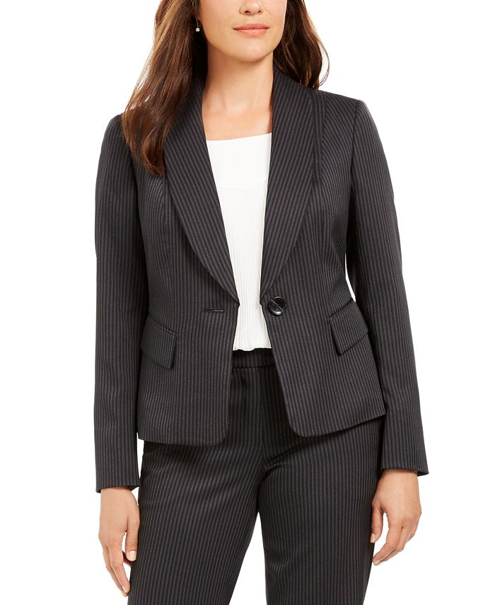 Le Suit Petite Double-Pinstriped Pantsuit - Macy's