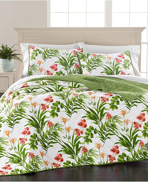 Martha Stewart Collection Tropical Floral Twin Quilt, Created for Macy