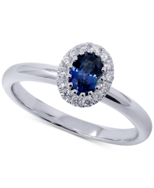 image of Sapphire (1/2 ct. t.w.) & Diamond (1/5 ct. t.w.) Oval Ring in 14k White Gold