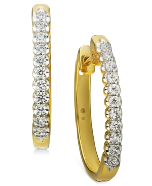 image of Diamond Small Hoop Earrings (1/2 ct. t.w.) in 10k White Gold (Also available in 10k Yellow Gold), .95
