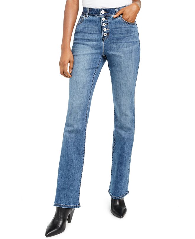 high rise button fly jeans