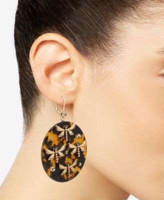 Betsey Johnson Dragonfly Tortoise Drop Earrings - Macy's