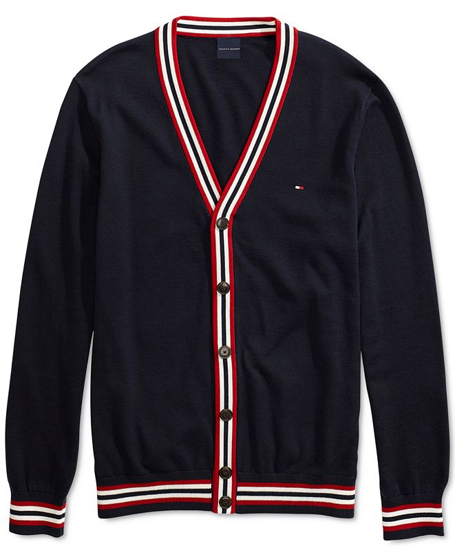 Tommy Hilfiger Men's Signature Tremont Stripe Cardigan Sweater with
