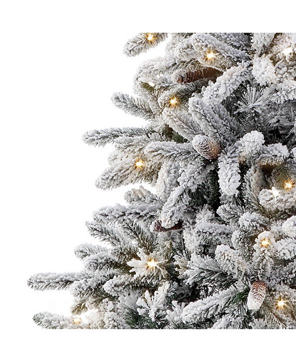 Puleo International 7.5 ft Prelit Flocked Birmingham Fir Artificial