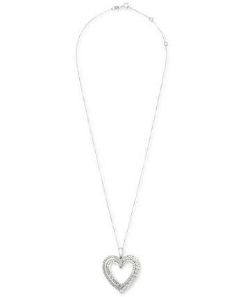 Macy's - Diamond Heart 18" Pendant Necklace (1/2 ct. t.w.) in Sterling Silver