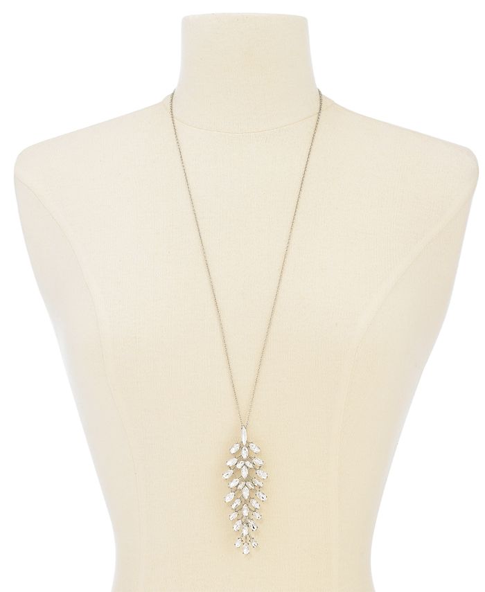 INC International Concepts INC Silver-Tone Crystal Pendant Necklace, 30 ...