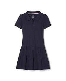 Little Girls Short Sleeve Ruffle Pique Polo Dress