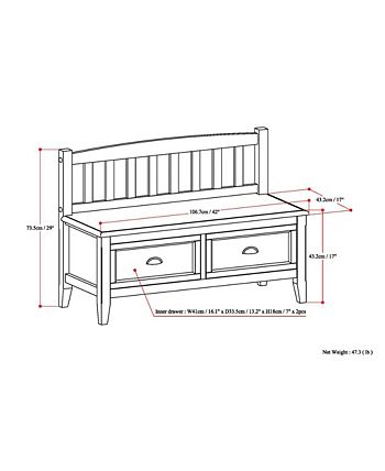 Simpli Home - Burlington Bench, Quick Ship