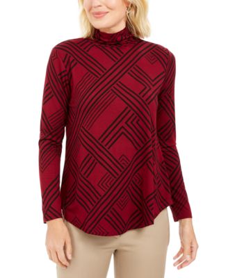 JM Collection - Petite Animal-Print Turtleneck Top