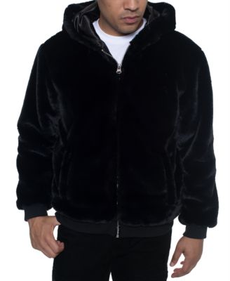 men's faux fur jacket with hood