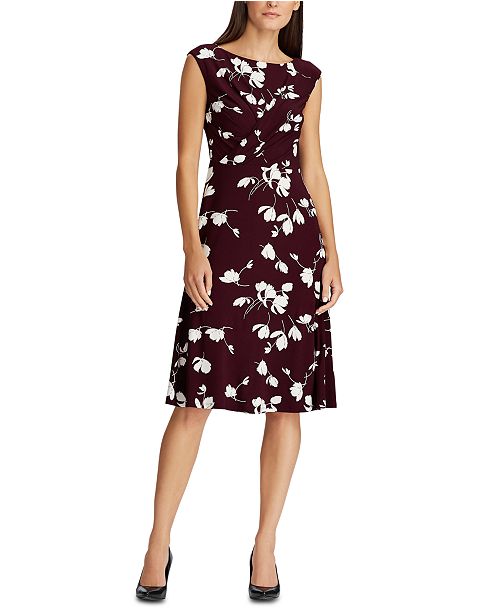 Lauren Ralph Lauren Petite Floral Pleated Jersey Dress Reviews