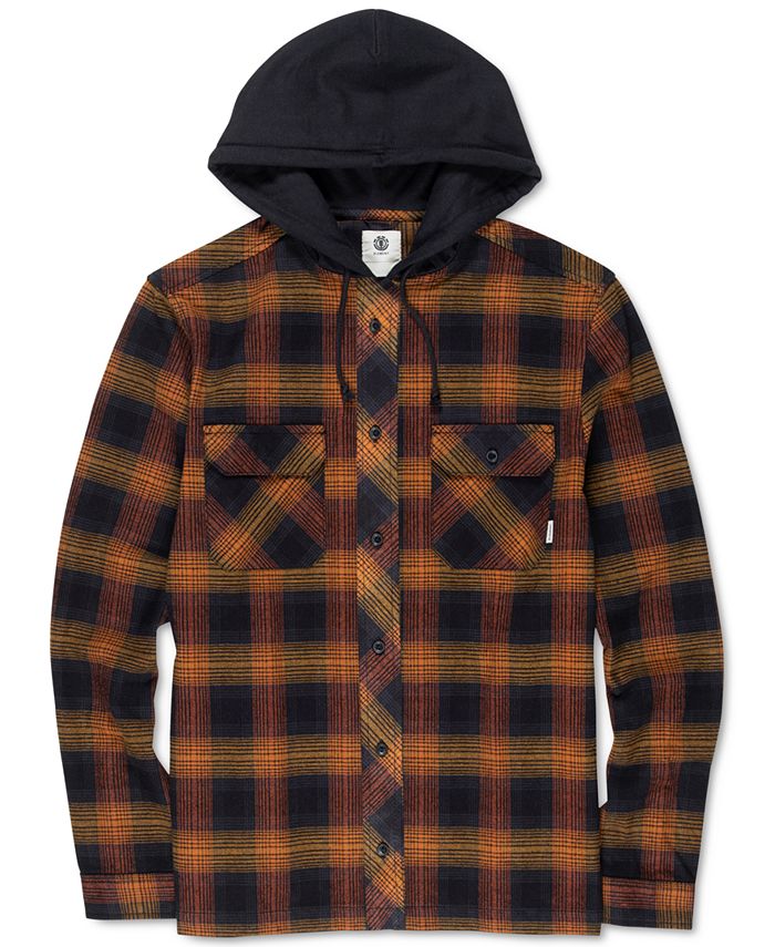 Element Men S Wentworth Shadow Plaid Hooded Flannel Shirt Reviews Casual Button Down Shirts Men Macy S