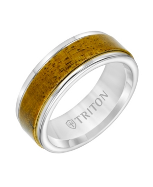 image of Triton 8MM White Tungsten Carbide Ring with Wood