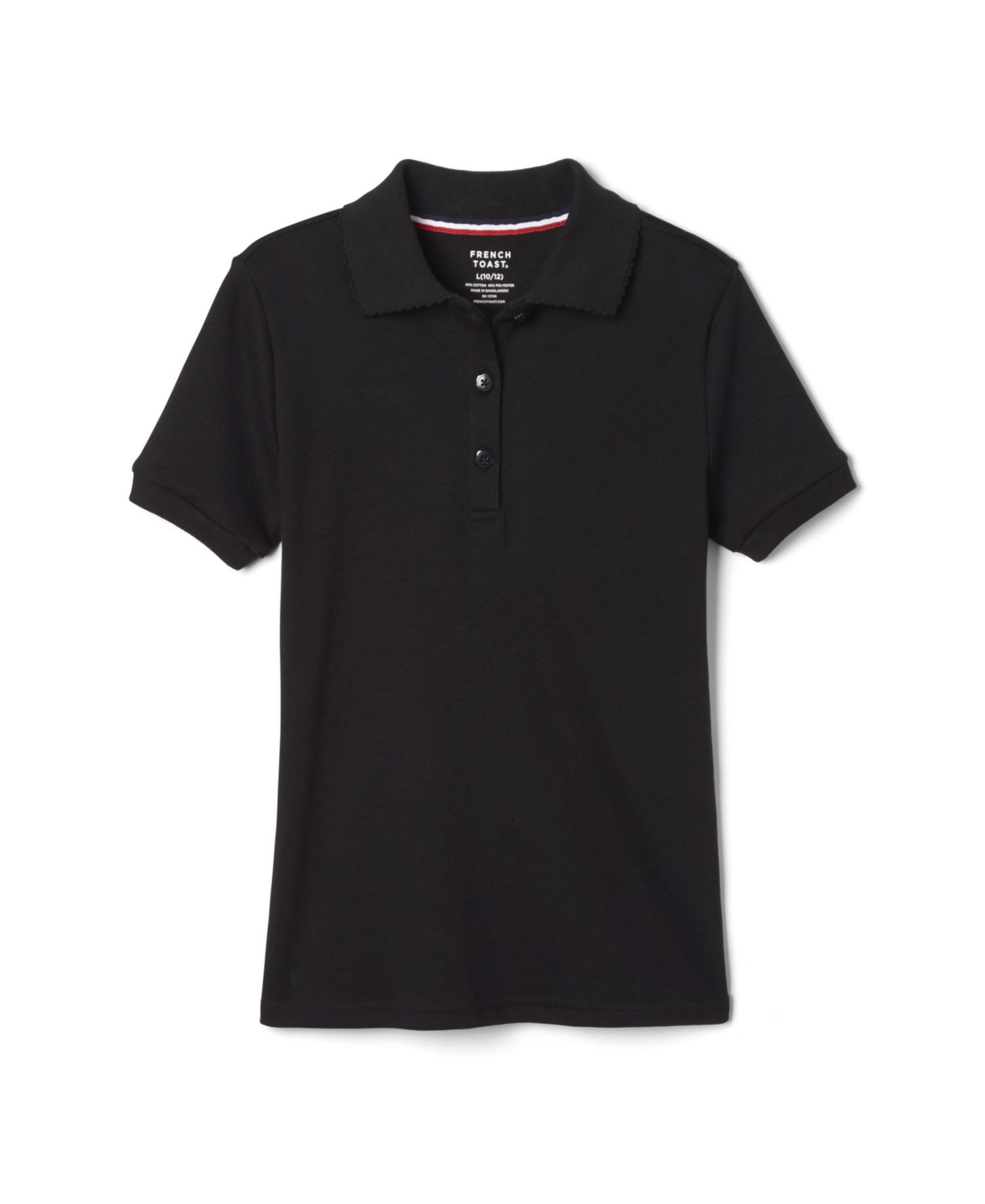 Big Girls Short Sleeve Picot Collar Interlock Polo Shirt