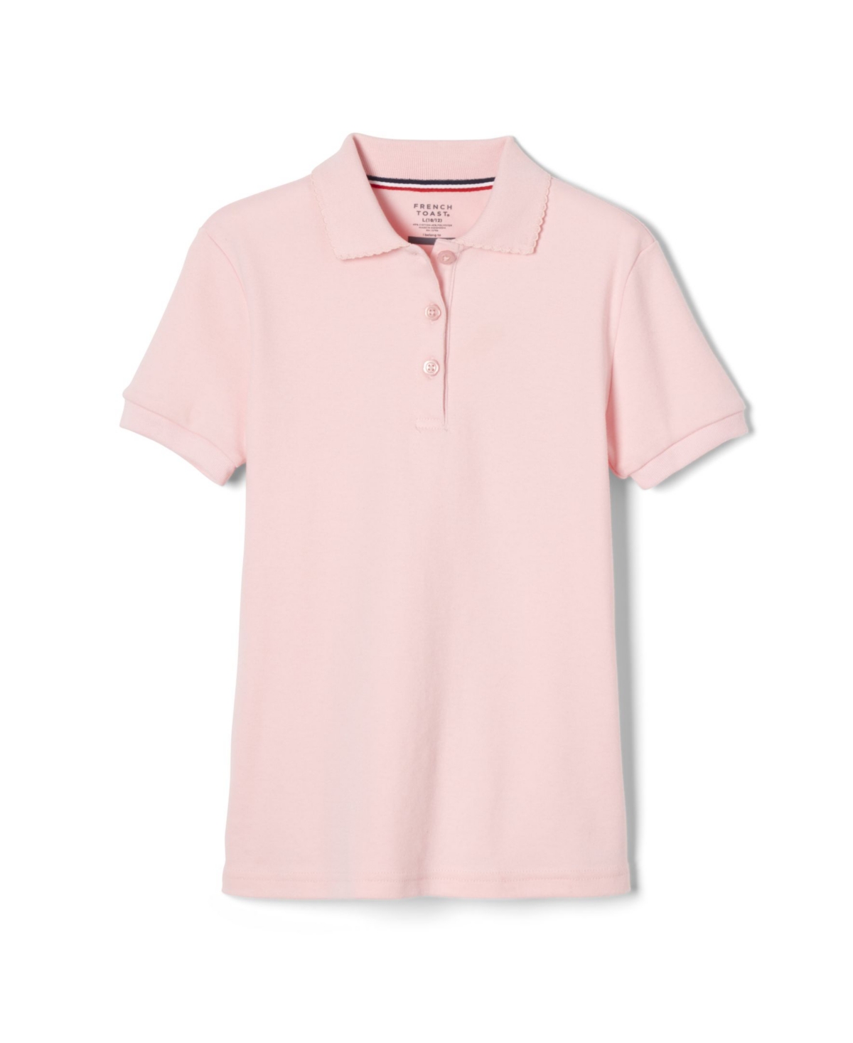 French Toast Big Girls Short Sleeve Picot Collar Interlock Polo Shirt In Pink