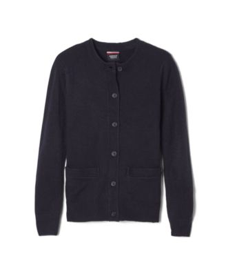 Little Girls Anti-Pill Crew Neck Cardigan Sweater