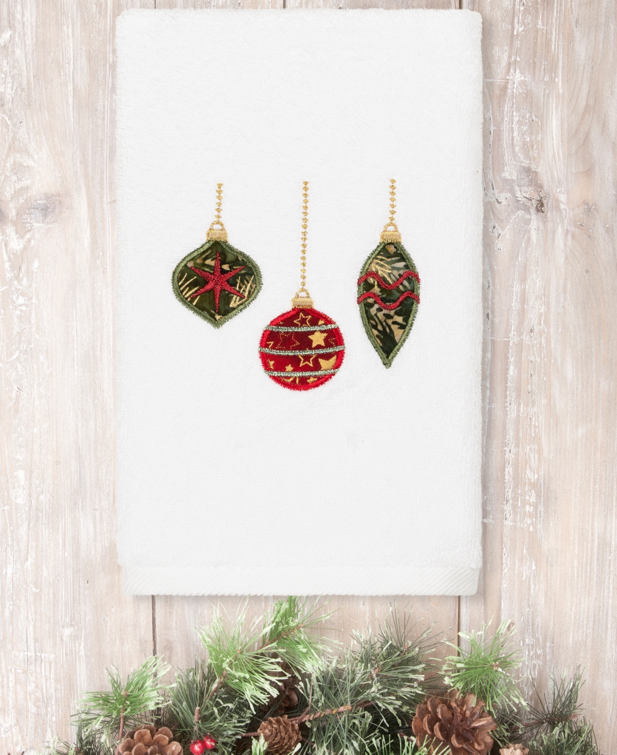 10190129 Linum Home Christmas Ornaments Embroidered 100% Tu sku 10190129