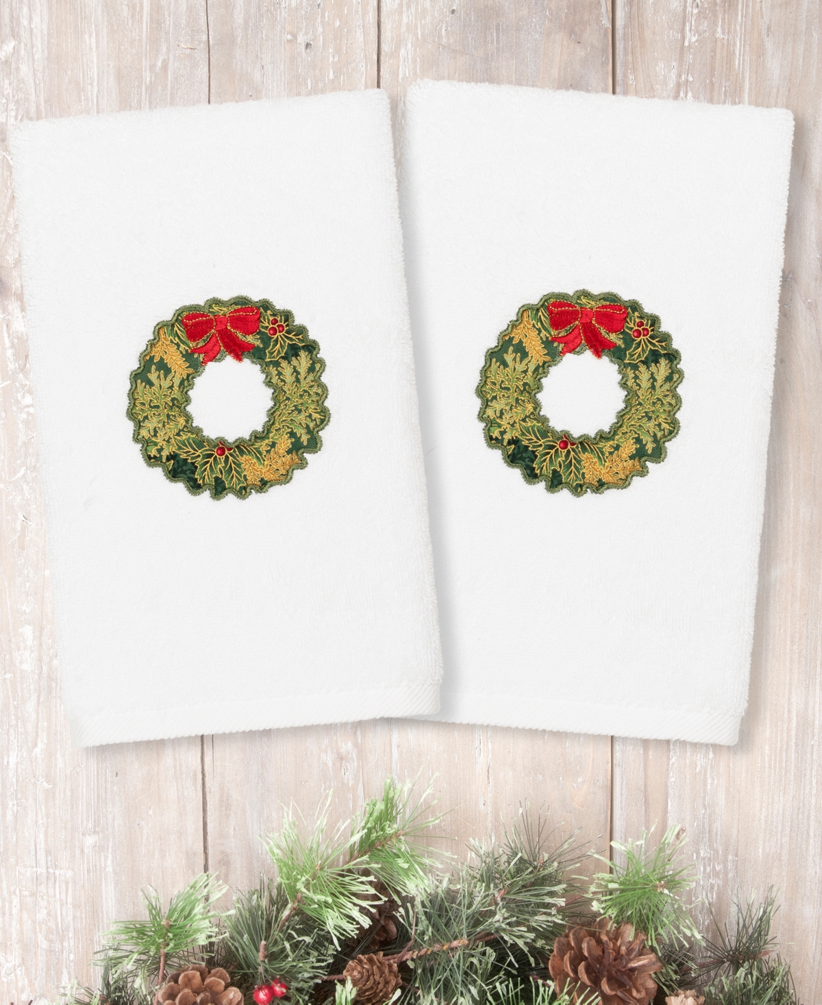 10190144 Linum Home Christmas Wreath Embroidered 100% Turki sku 10190144
