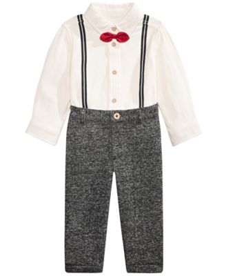 First Impressions Baby Boys 2 Pc Striped Necktie Top Jogger Pants Set Gray Size 3 6mos main image 1