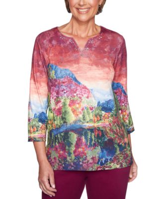 Alfred Dunner - Autumn Harvest Mountain Scene Top