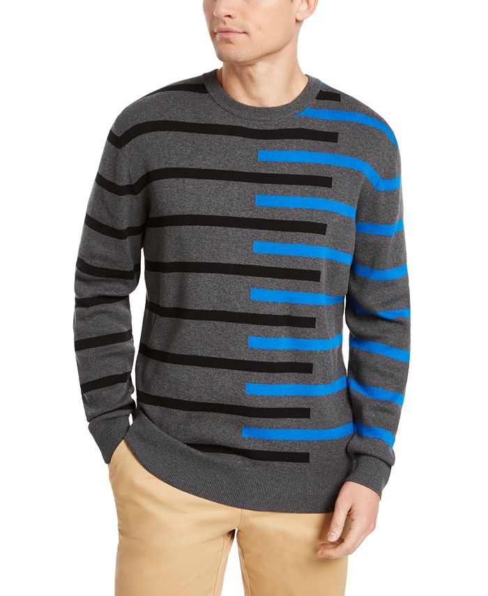 DKNY Men's Regular-Fit Asymmetrical Stripe Sweater - Macy's