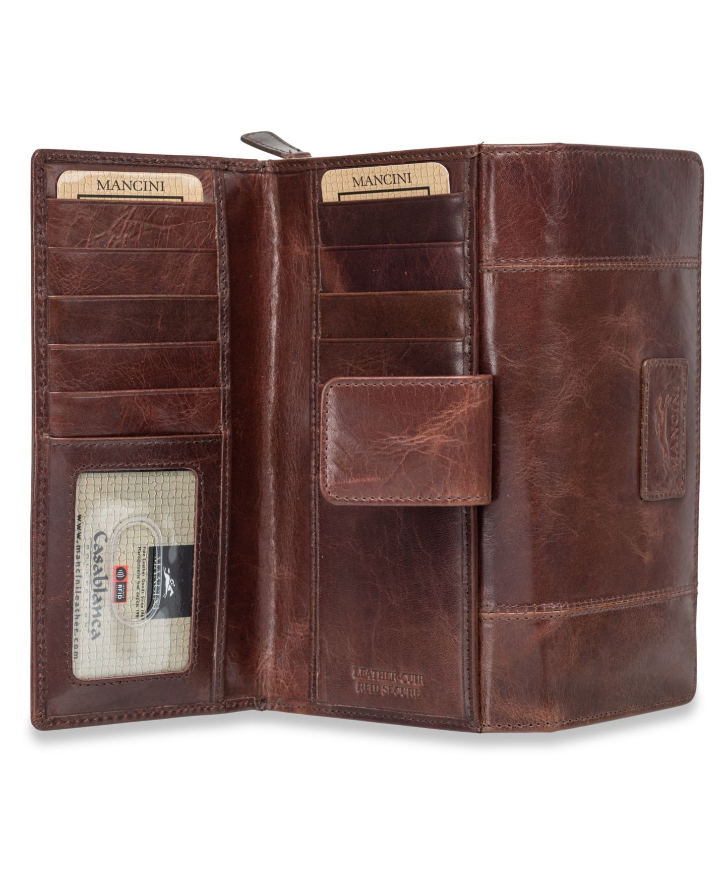 Женский кошелёк Mancini Casablanca Collection RFID Secure Ladies Clutch Wallet, цвет: Коричневый — фото 2