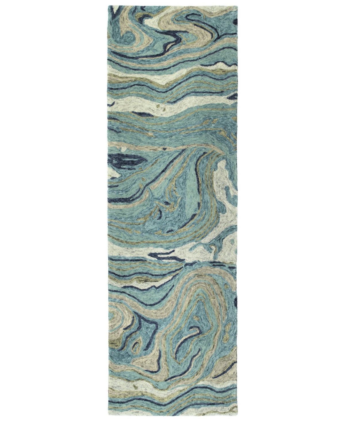 Kaleen Marble MBL03-91 Teal 2'6in x 8' Runner Rug - Teal