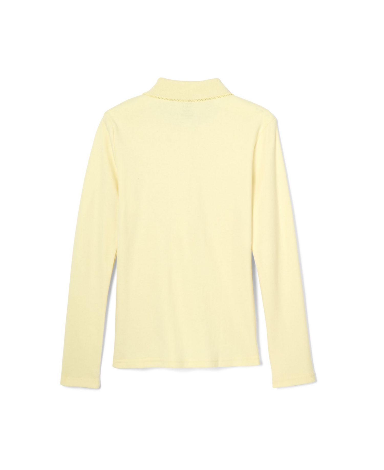 Big Girls Long Sleeve Interlock Knit Polo with Picot Collar