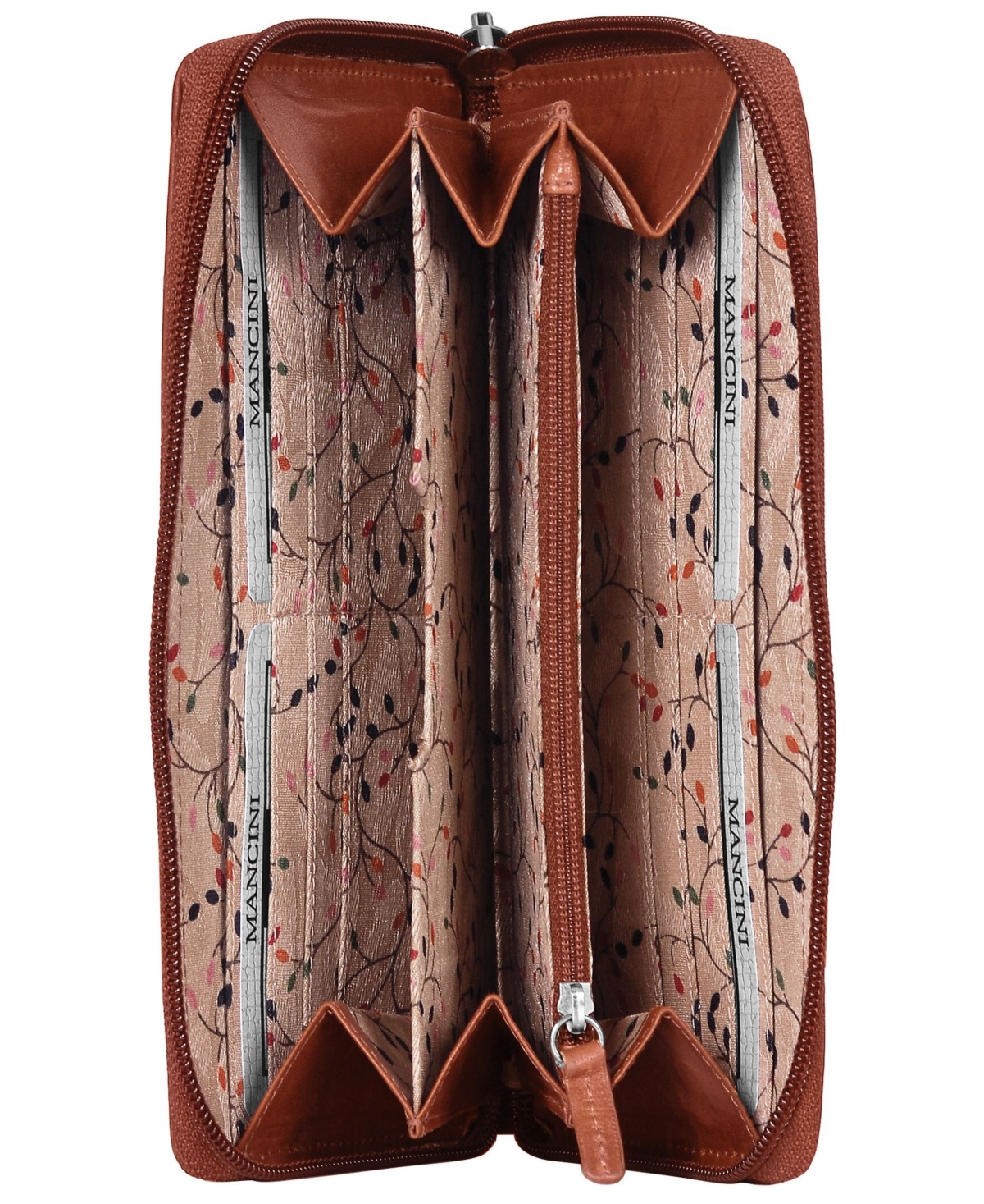 Mancini Casablanca Collection Rfid Secure Zippered Clutch Wallet